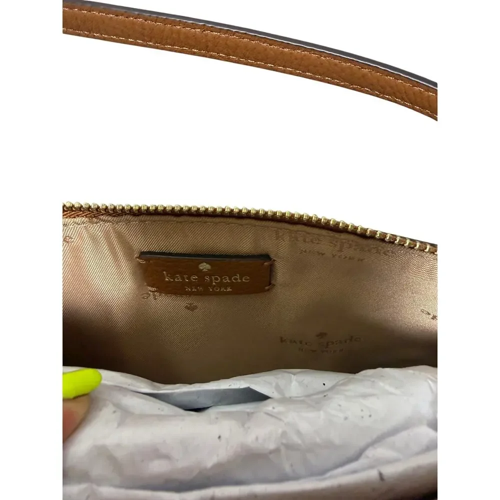 Kate Spade New York Brown Pebbled Leather Crossbody Wristlet Bag